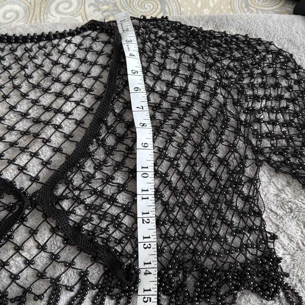 Black beaded shrug  bolero with Honeycomb Pattern - Picture 6 of 7